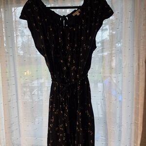 LC Lauren Conrad Navy Floral Midi Dress